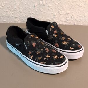 Vans Black Slip-On Shoes with Floral Pattern